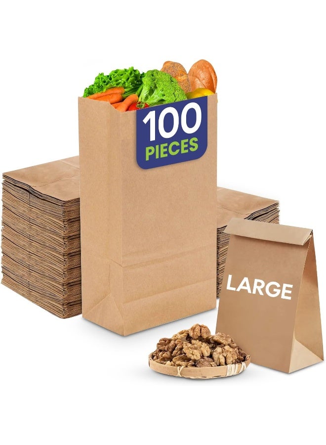 SNH Packing حقيبة ورقية SNH Packing SOS رقم 12 كبيرة، حقائب حفلات، حقائب غداء، حقائب تسوق قاع مسطح - 100 قطعة - Image 1